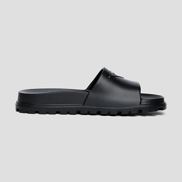 Dép Nam Prada Black Rubber Logo Patch 2X3085 3LKV F0002 Màu Đen Size 7