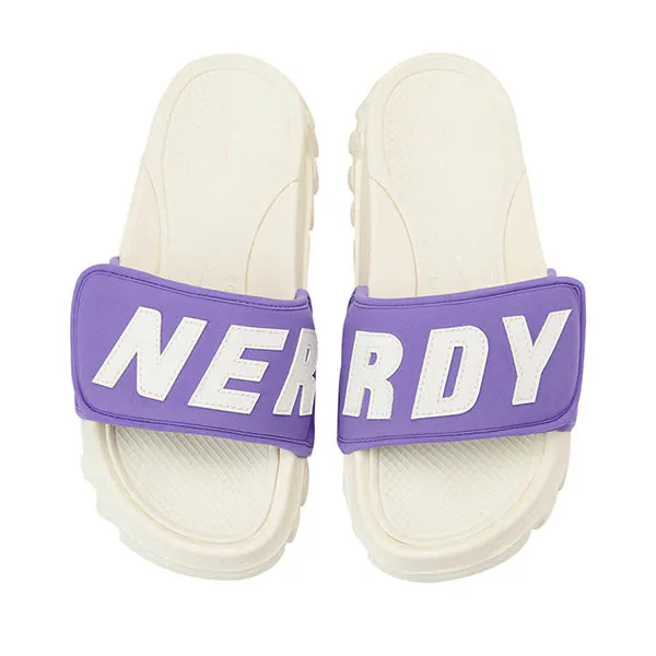 Dép Nerdy Rich Bread Velcro Slide Màu Tím Trắng