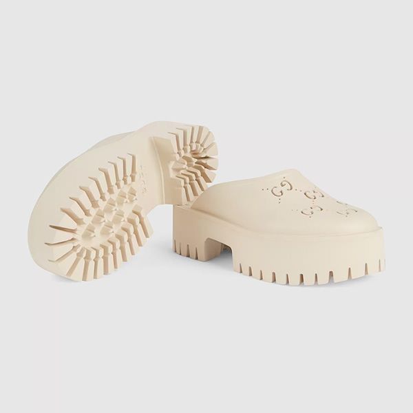 Dép Nữ Gucci Platform Perforated G Sandal 663577 JFB00 9022 Màu Kem Size 36 - 4