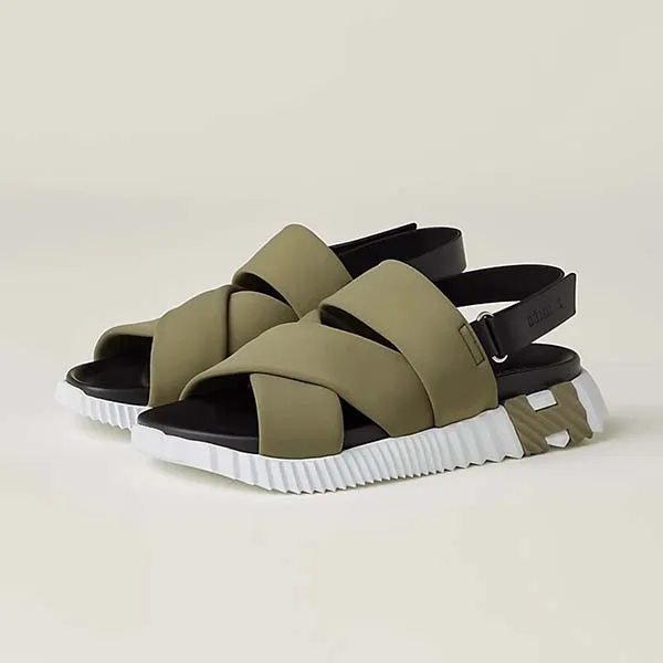 Dép Sandal Hermès Electric Màu Xanh Rêu