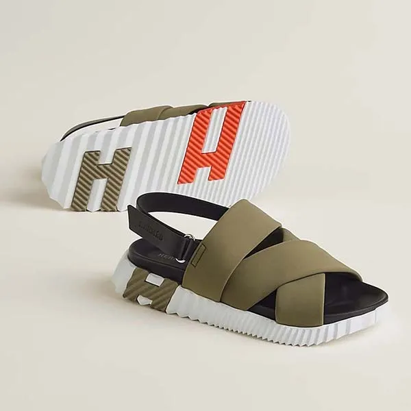 Dép Sandal Hermès Electric Màu Xanh Rêu