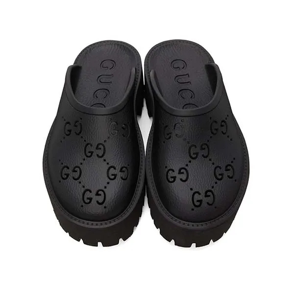 Dép Sục Nữ Gucci GG Black Platform Perforated G Sandal 221451f121018 Màu Đen Size 34
