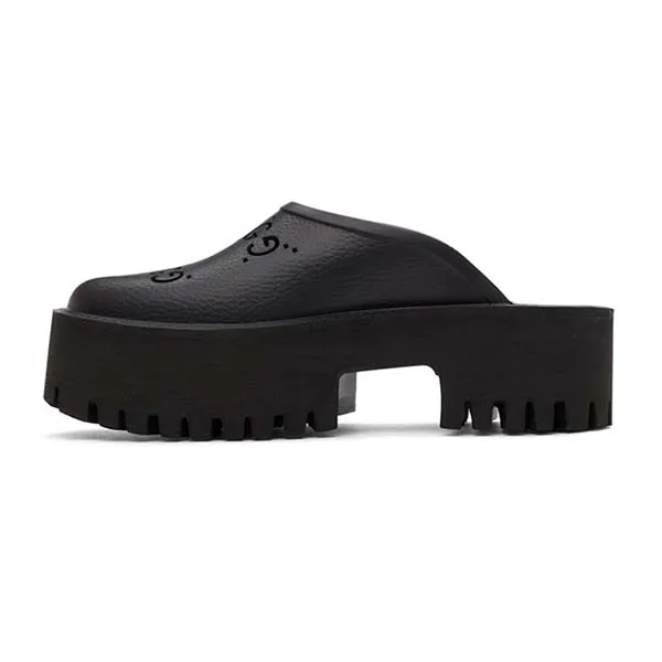 Dép Sục Nữ Gucci GG Black Platform Perforated G Sandal 221451f121018 Màu Đen Size 34
