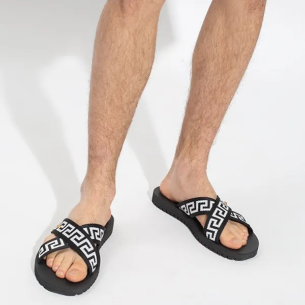 Dép Nam Versace Black Patterned Slides Màu Đen Size 40