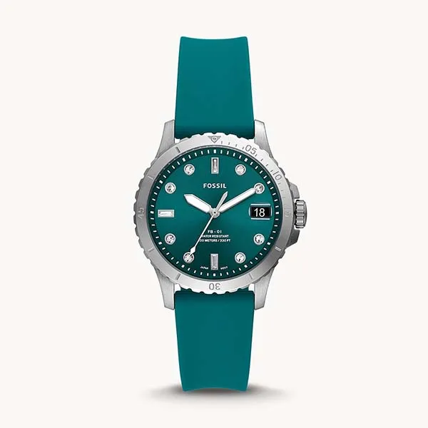 Đồng Hồ Nữ Fossil FB-01 Three-Hand Date Oasis Silicone Watch ES5287 Màu Xanh