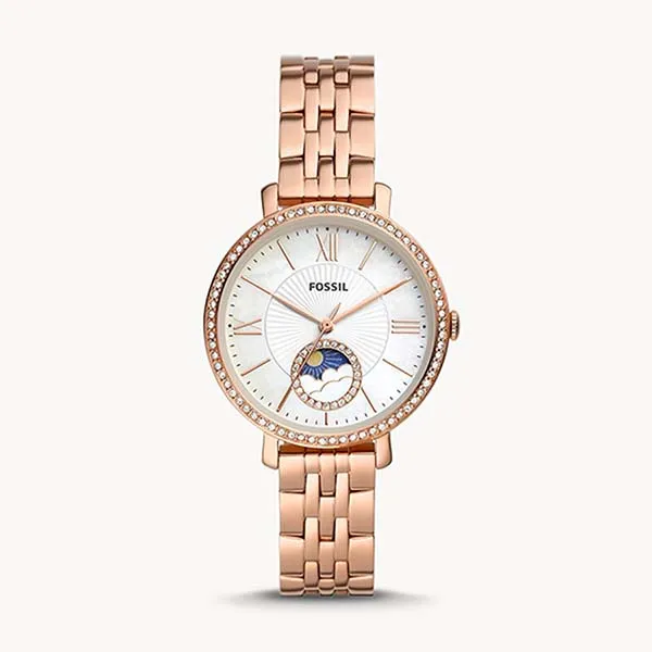 Đồng Hồ Nữ Fossil Jacqueline Sun Moon Multifunction Rose Gold Tone Stainless Steel Watch ES5165 Màu Trắng/ Vàng Hồng - 3