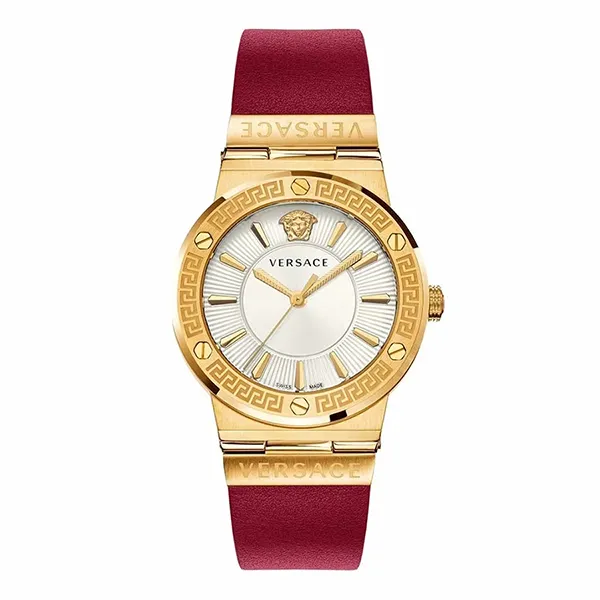 Đồng Hồ Nữ Versace Greca Logo Watch With Leather Strap VEVH00420 Màu Đỏ - Vàng Gold 38mm - Đồng hồ - Vua Hàng Hiệu