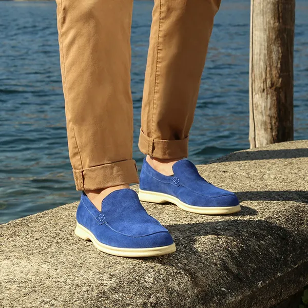 Giày Lười Nam Duca Di Morrone Da Lộn Lorenzo-Cam_Cobalto Màu Xanh Size 41 - Giày - Vua Hàng Hiệu