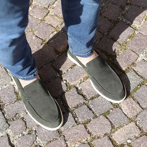 Giày Lười Nam Duca Di Morrone Da Lộn Lorenzo-Cam_Verdone Màu Xanh Rêu Size 40