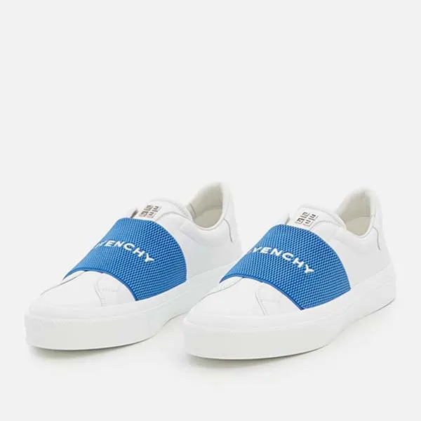 Giày Slip-On Nam Givenchy Webbing Leather Electric Blue Màu Trắng Xanh Size 39