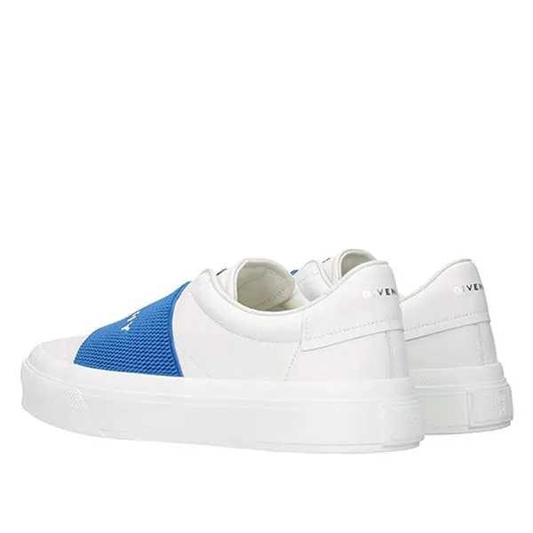 Giày Slip-On Nam Givenchy Webbing Leather Electric Blue Màu Trắng Xanh Size 39