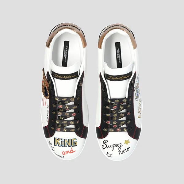 Giày Sneaker Nam Dolce & Gabbana D&G 'Portofino' White With Logo CS1570 AZ268 HWF57 Màu Trắng Size 43 - 3