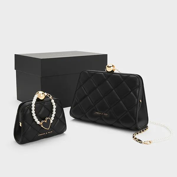 Gift Set Túi Nữ Charles & Keith CNK Mini Quilted Chain Bag - Black 70701232 Màu Đen