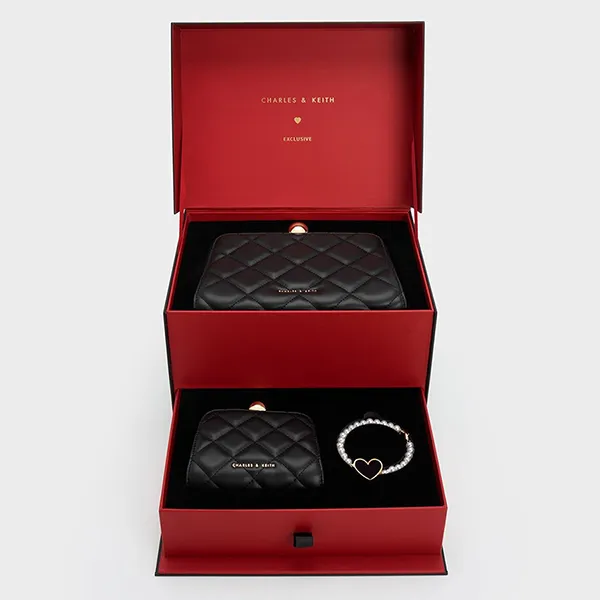 Gift Set Túi Nữ Charles & Keith CNK Mini Quilted Chain Bag - Black 70701232 Màu Đen