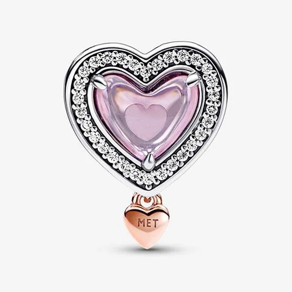 Hạt Vòng Charm Nữ Pandora Two-Tone Openwork Mom & Heart 782653C01 Màu Bạc Hồng - Trang sức - Vua Hàng Hiệu