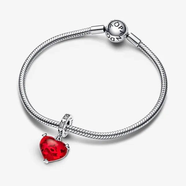 Hạt Vòng Charm Pandora Disney Mickey & Minnie Mouse Kiss Red Murano Glass Dangle Charm 792522C01 Màu Đỏ - Trang sức - Vua Hàng Hiệu