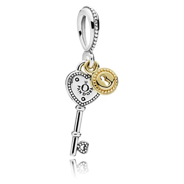 Hạt Vòng Charm Pandora Key to My Heart 796593 Màu Vàng Bạc