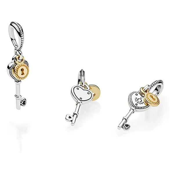 Hạt Vòng Charm Pandora Key to My Heart 796593 Màu Vàng Bạc
