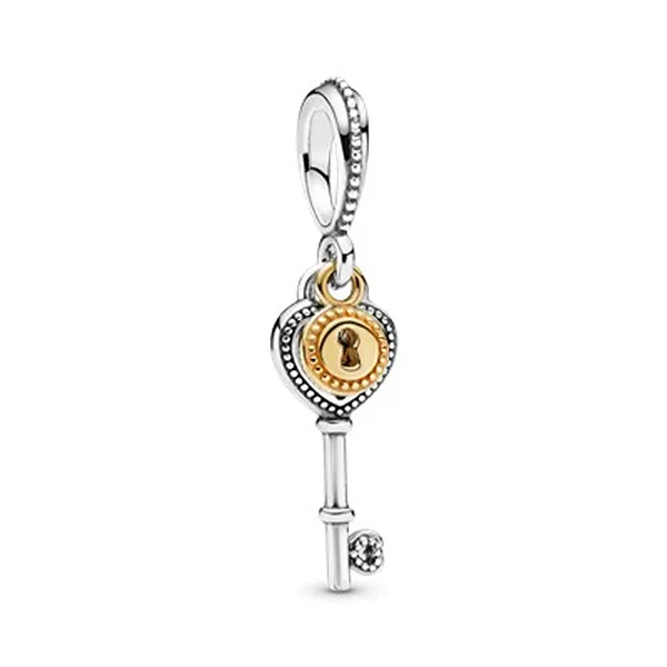 Hạt Vòng Charm Pandora Key to My Heart 796593 Màu Vàng Bạc