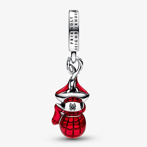 Hạt Vòng Charm Pandora Marvel Hanging Spider-Man Dangle 792323C01 Màu Bạc Đỏ - Trang sức - Vua Hàng Hiệu