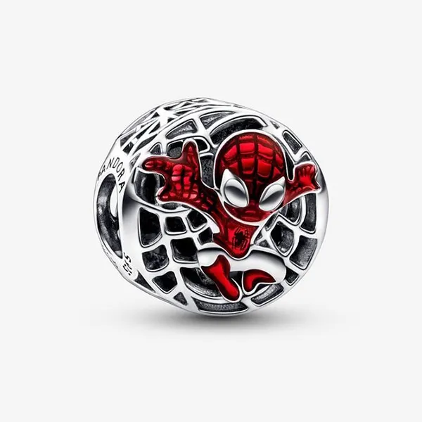 Hạt Vòng Charm Pandora Marvel Spider Man Soaring City 792350C01 Màu Bạc Đỏ