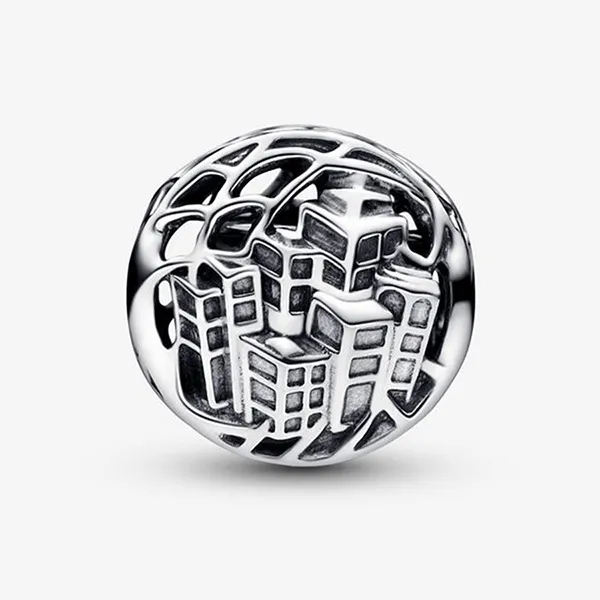Hạt Vòng Charm Pandora Marvel Spider Man Soaring City 792350C01 Màu Bạc Đỏ