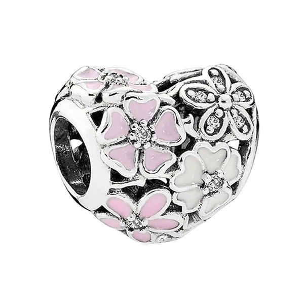 Hạt Vòng Charm Pandora Poetic Blooms Charm 791825ENMX Màu Bạc Phối Hồng