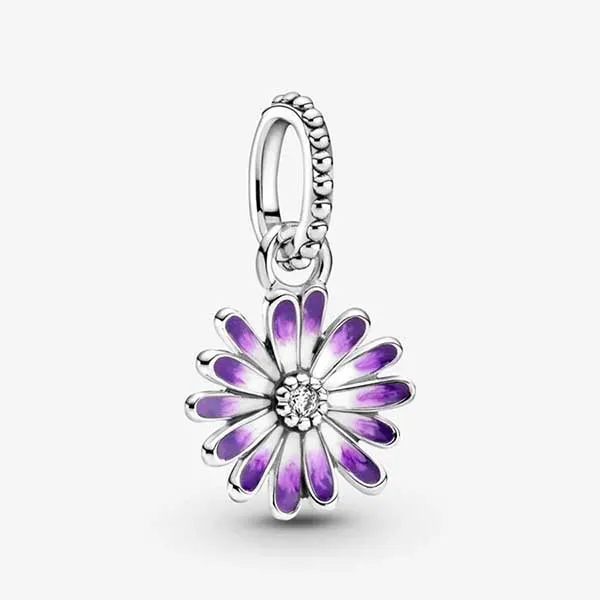 Hạt Vòng Charm Pandora Purple Daisy Dangle 798771C01 Màu Bạc Tím - Trang sức - Vua Hàng Hiệu