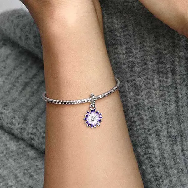 Hạt Vòng Charm Pandora Purple Daisy Dangle 798771C01 Màu Bạc Tím - Trang sức - Vua Hàng Hiệu