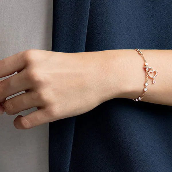 Hạt Vòng Charm Swarovski Remix Collection Charm Heart 5441398 Màu Vàng Hồng