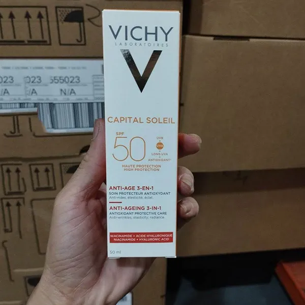 Kem Chống Nắng Vichy Capital Soleil Anti-Ageing 3-In-1 SPF50 Giảm Thâm Nám, 50ml - Kem chống nắng - Vua Hàng Hiệu