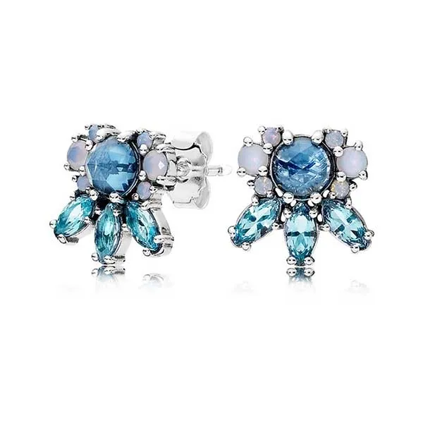 Khuyên Tai Nữ Pandora 290731NMBMX Patterns Of Frost Stud Earrings Màu Xanh Bạc