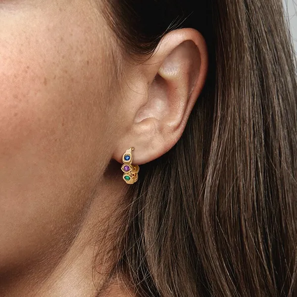 Khuyên Tai Nữ Pandora Marvel The Avengers Infinity Stones Hoop Earrings 262567C01 Màu Vàng