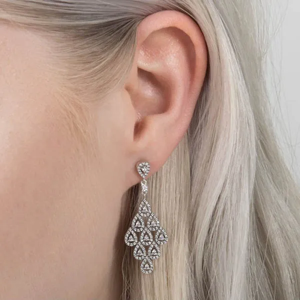 Khuyên Tai Nữ Pandora Sparkling Teardrop Chandelier Earrings 296201CZ Màu Bạc