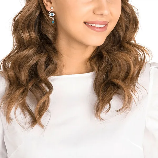 Khuyên Tai Nữ Swarovski Luckily Evil Eye Pierced Earrings, Blue, Rose Gold -5425860 Phối Màu - Trang sức - Vua Hàng Hiệu