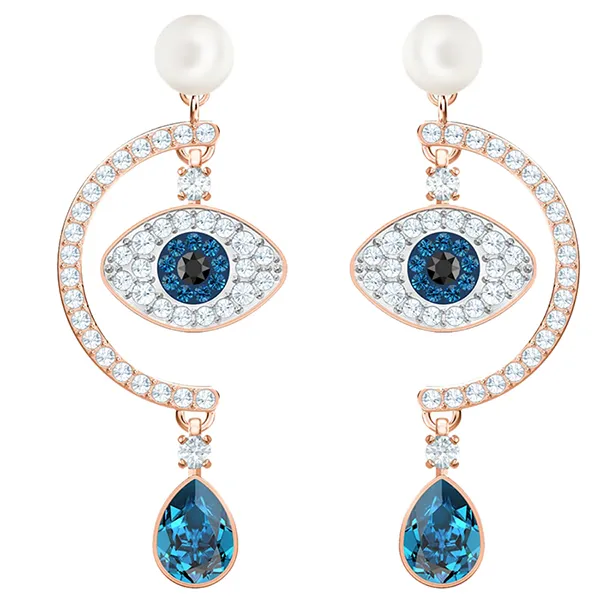 Khuyên Tai Nữ Swarovski Luckily Evil Eye Pierced Earrings, Blue, Rose Gold -5425860 Phối Màu - Trang sức - Vua Hàng Hiệu