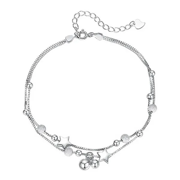 Lắc Chân Nữ LiLi Jewelry 2 Tầng Bi Cát Trăng Sao Lili_267671 Màu Bạc - Trang sức - Vua Hàng Hiệu