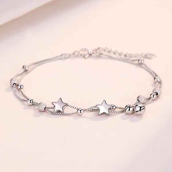 Lắc Chân Nữ LiLi Jewelry 2 Tầng Bi Cát Trăng Sao Lili_267671 Màu Bạc - Trang sức - Vua Hàng Hiệu