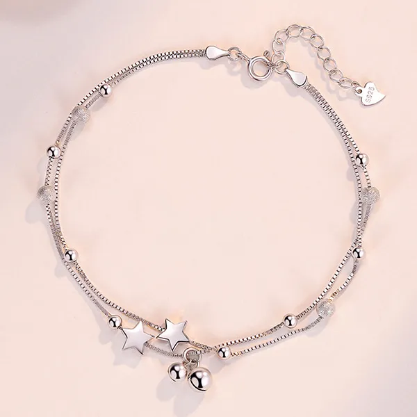 Lắc Chân Nữ LiLi Jewelry 2 Tầng Bi Cát Trăng Sao Lili_267671 Màu Bạc - Trang sức - Vua Hàng Hiệu