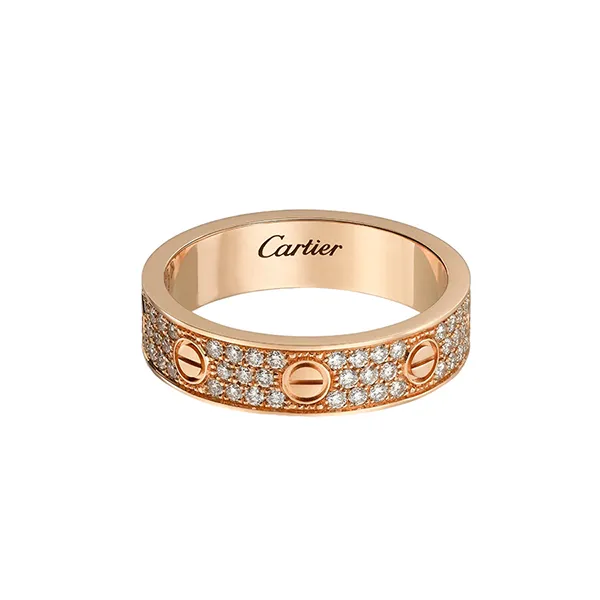 Nhẫn Cưới Jewery Luxury Love Wedding Band Diamond-Paved B4085800 4mm Màu Vàng Hồng - Trang sức - Vua Hàng Hiệu