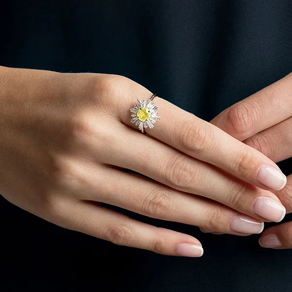 Nhẫn Nữ Swarovski Sunshine Ring, Yellow, Rhodium Plating 5472481 Màu Bạc/Vàng Size 50