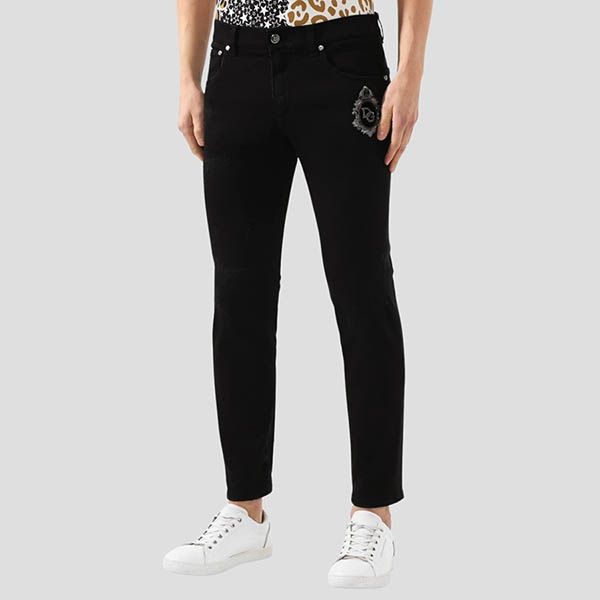 Quần Jeans Nam Dolce & Gabbana D&G Black With Logo Embroidered Dáng Skinny GW40LZ G8BV0 S9001 Màu Đen - 1