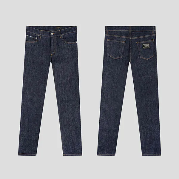 Quần Jeans Nam Dolce & Gabbana D&G Blue Stretch Tag Silver Dáng Slim GY07CD G8HA5 S9001 Màu Xanh