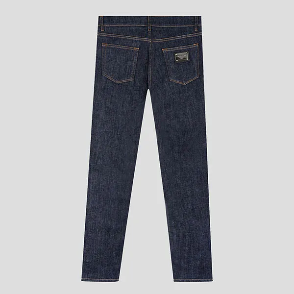 Quần Jeans Nam Dolce & Gabbana D&G Blue Stretch Tag Silver Dáng Slim GY07CD G8HA5 S9001 Màu Xanh