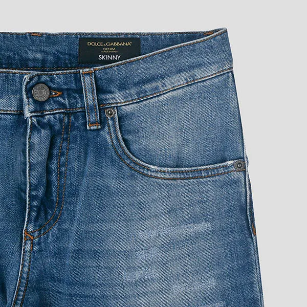 Quần Jeans Nam Dolce & Gabbana D&G Logo Appliqued Dáng Skinny GY07LD G8BF7 S9001 Màu Xanh
