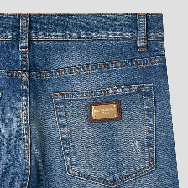 Quần Jeans Nam Dolce & Gabbana D&G Logo Appliqued Dáng Skinny GY07LD G8BF7 S9001 Màu Xanh