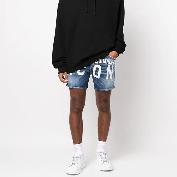 Quần Short Nam Dsquared2 Blue Logo ICON Printed Dáng Commando S79MU0046 S30342 470 Màu Xanh Nhạt - Thời trang - Vua Hàng Hiệu