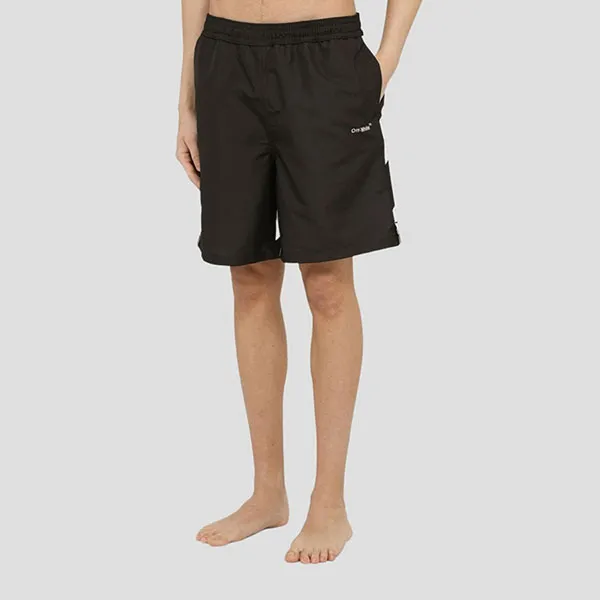 Quần Short Nam Off-White Black Diag Surfer With Logo Printed OMFD008S23FAB001/1001 Màu Đen Trắng Size L