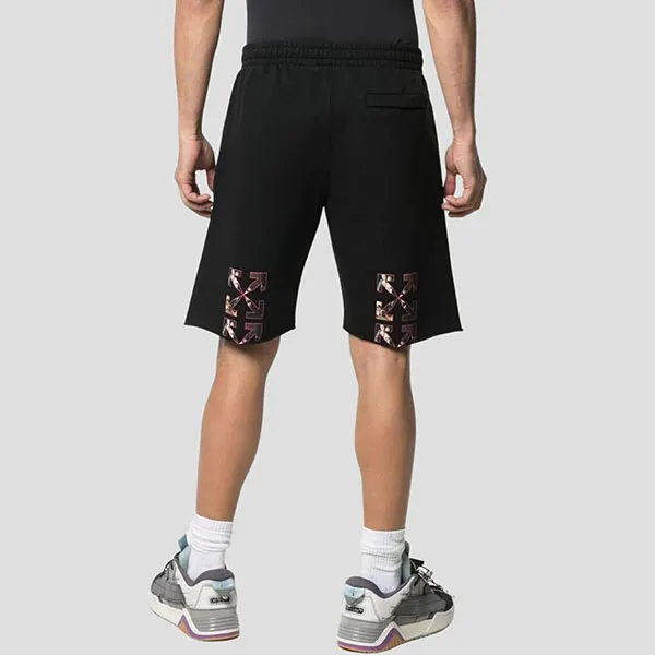 Quần Short Nam Off-White Black With Logo Print Knee Length OMCI006C99FLE006/1001 Màu Đen