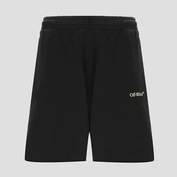 Quần Short Nam Off-White Black With Logo Print Knee Length OMCI006C99FLE006/1001 Màu Đen
